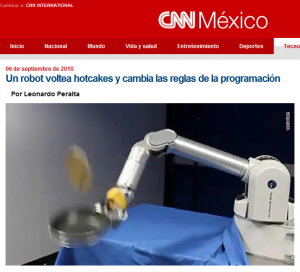 CNN Mexico featuring pancake flipping robot